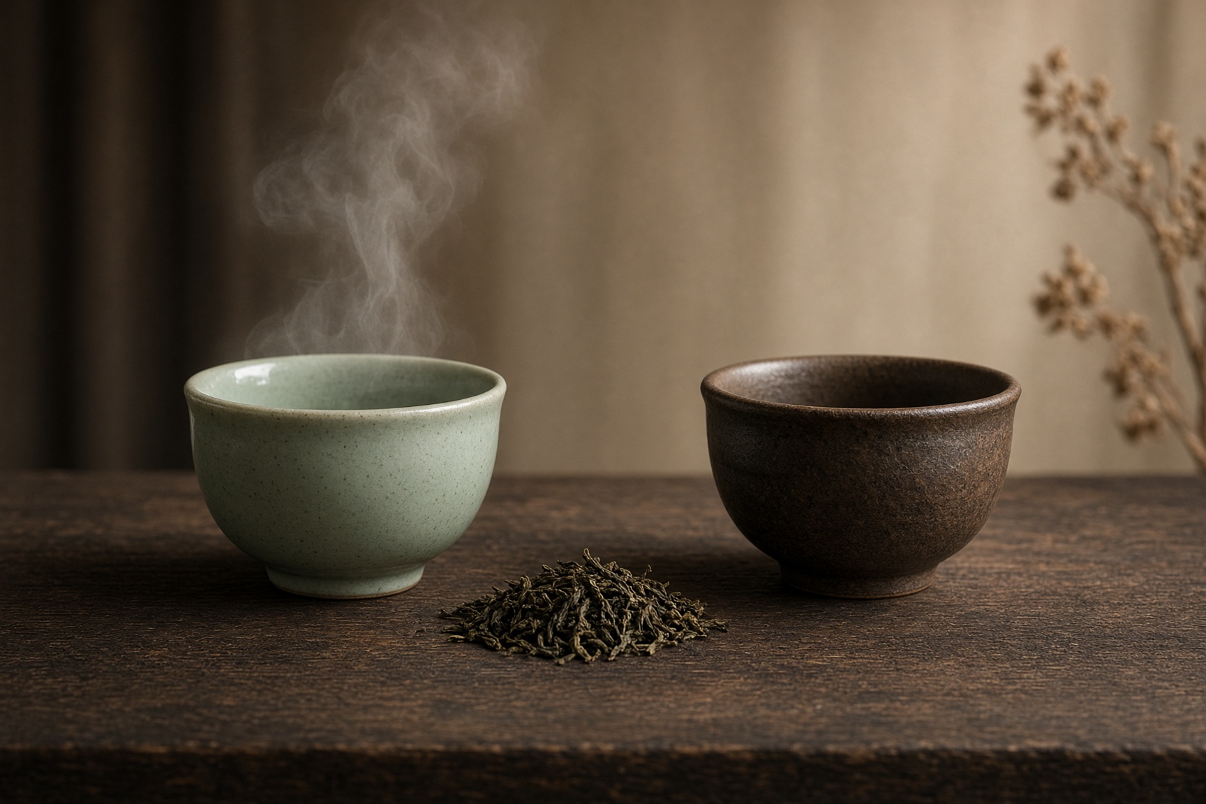 A quiet Chinese teahouse table. Atmosphere, not a historical source object.